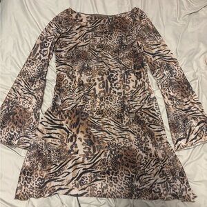 Leopard Print Bell Sleeve Dress